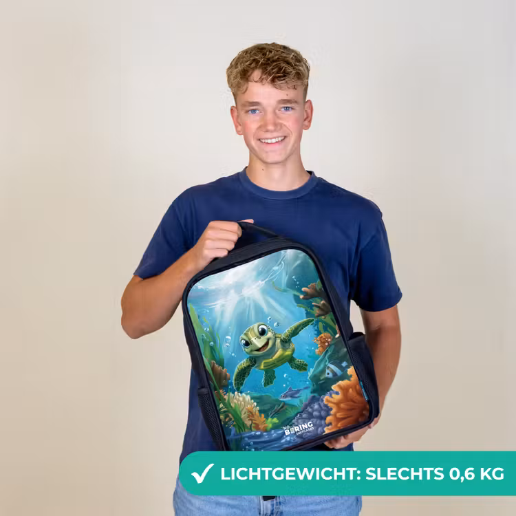 Kinderrugzak - Zwart - Groene schildpad aan het zwemmen — 3