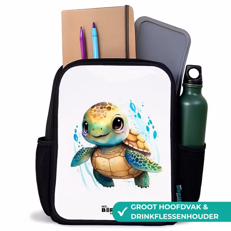 Kinderrugzak - Zwart - Zeeschildpad met grote ogen — 4