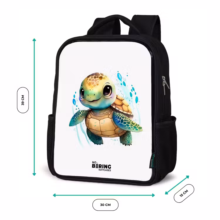 Kinderrugzak - Zwart - Zeeschildpad met grote ogen — 5