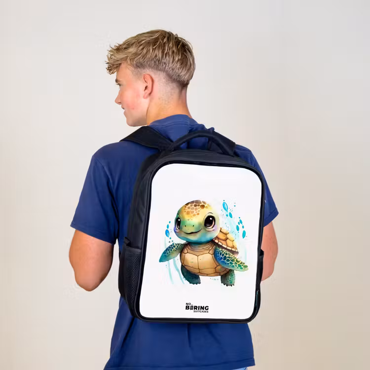 Kinderrugzak - Zwart - Zeeschildpad met grote ogen — 6