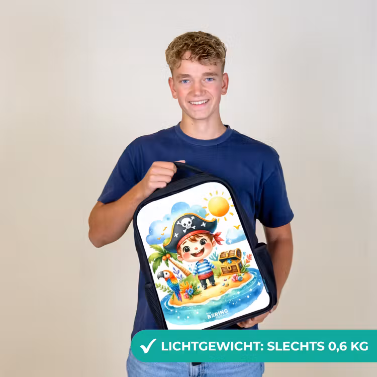 Kinderrugzak - Zwart - Piraat op een eiland — 3