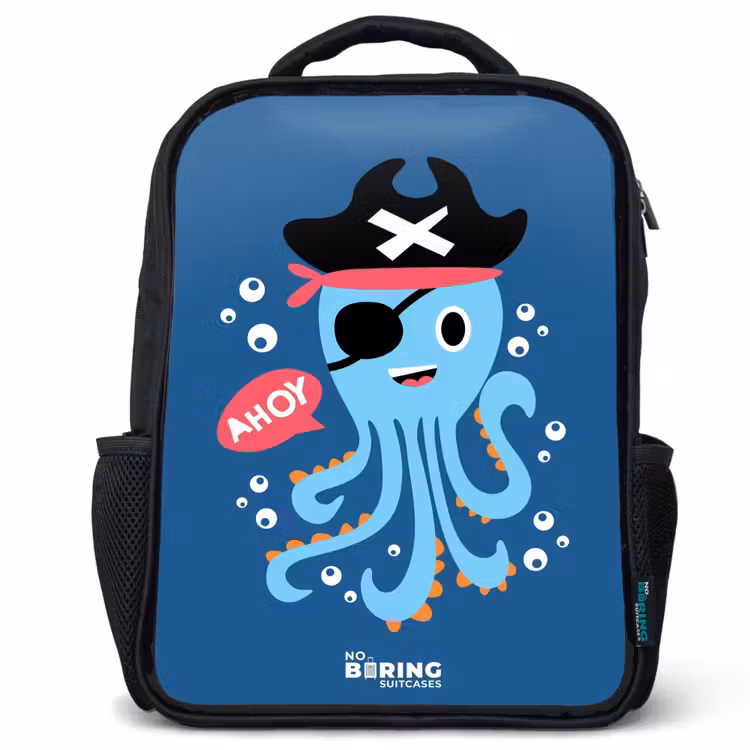 Kinderrugzak - Zwart - Piraten octopus met een hoed — 1