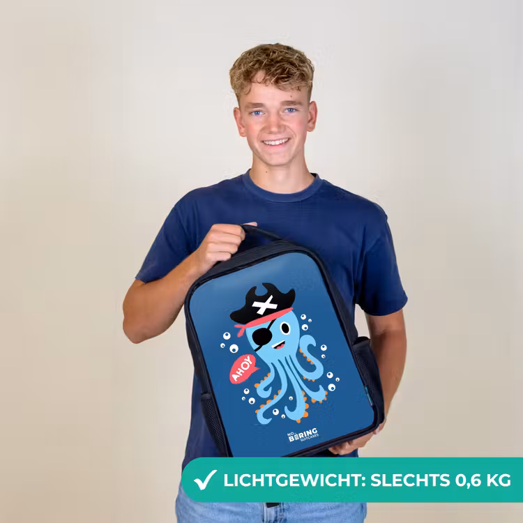 Kinderrugzak - Zwart - Piraten octopus met een hoed — 3