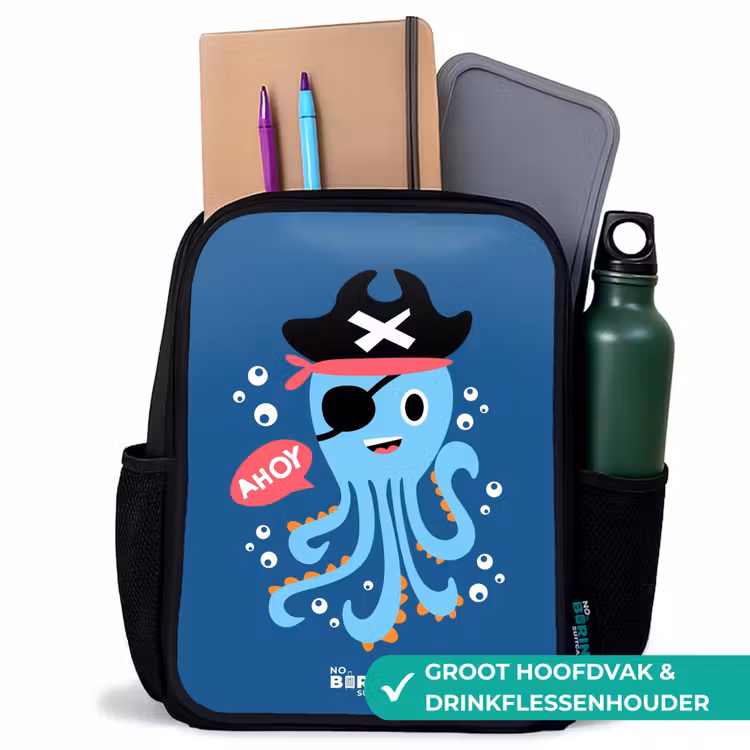 Kinderrugzak - Zwart - Piraten octopus met een hoed — 4