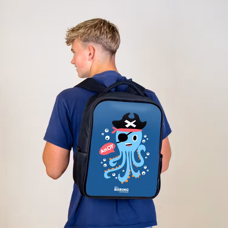 Kinderrugzak - Zwart - Piraten octopus met een hoed — 6