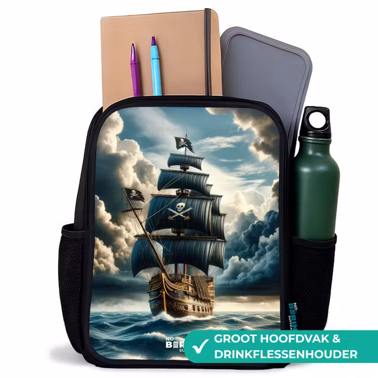 Kinderrugzak - Zwart - Piratenschip op een woeste zee — 4