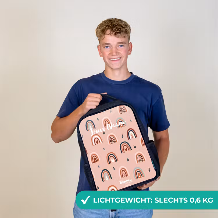 Kinderrugzak - Zwart - Roze regenbogen patroon — 3