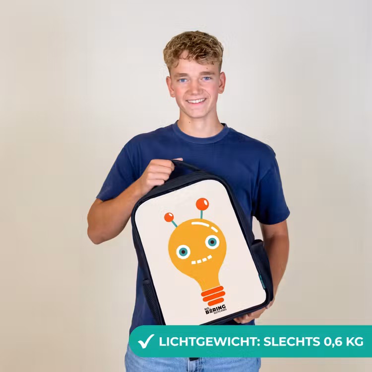 Kinderrugzak - Zwart - Gloeilamp robot met grote ogen — 3