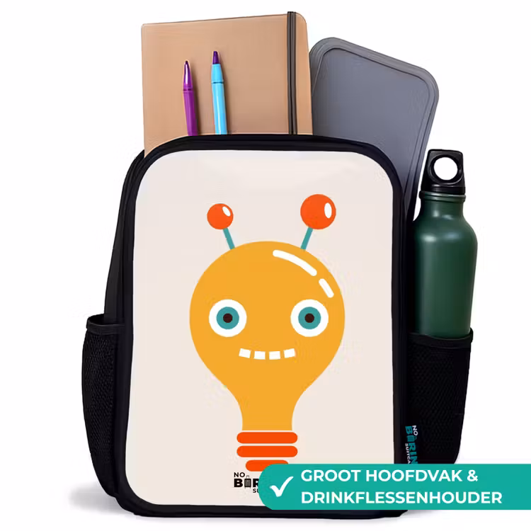 Kinderrugzak - Zwart - Gloeilamp robot met grote ogen — 4