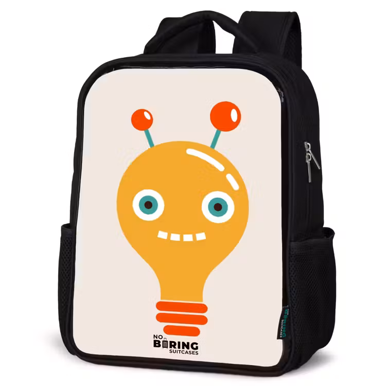Kinderrugzak - Zwart - Gloeilamp robot met grote ogen — 7
