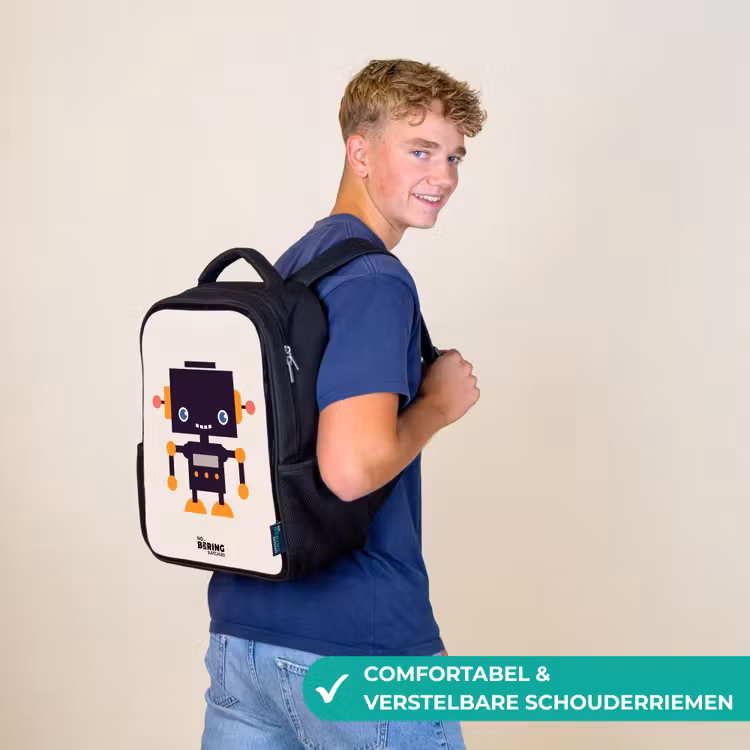 Kinderrugzak - Zwart - Zwarte robot met oranje accenten — 2