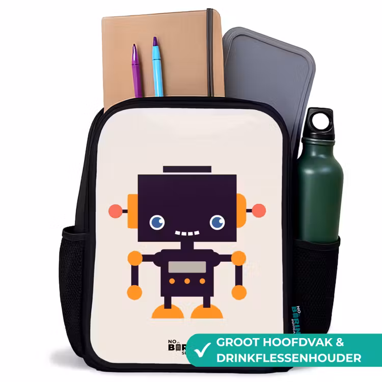 Kinderrugzak - Zwart - Zwarte robot met oranje accenten — 4