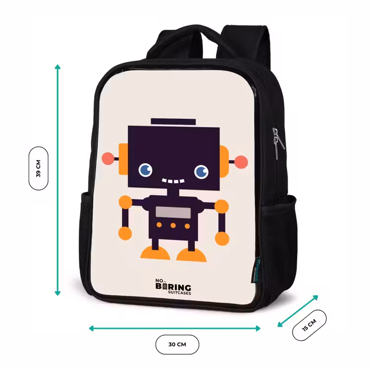 Kinderrugzak - Zwart - Zwarte robot met oranje accenten — 5