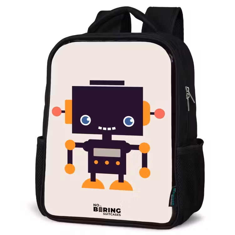 Kinderrugzak - Zwart - Zwarte robot met oranje accenten — 7