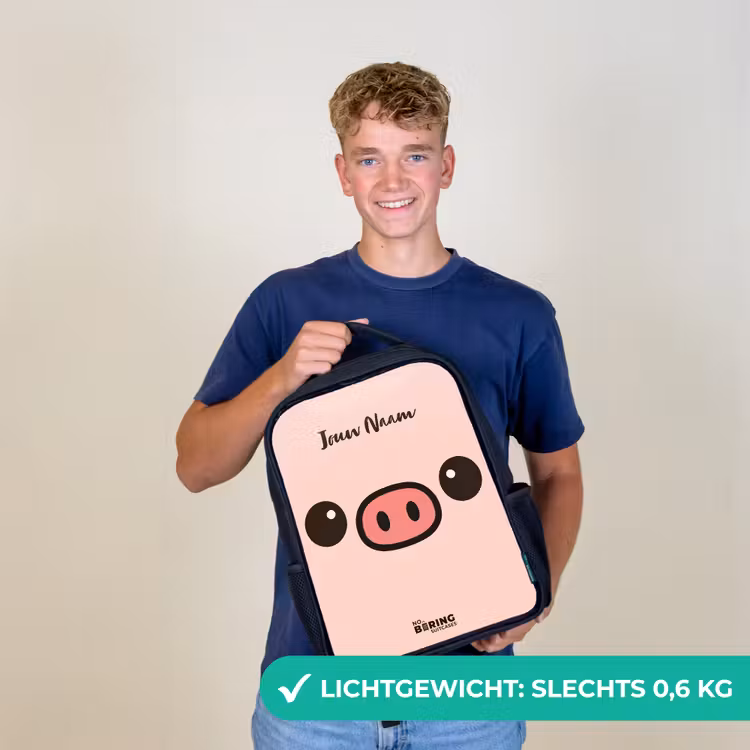 Kinderrugzak - Zwart - Kawai - Varken - Roze — 3