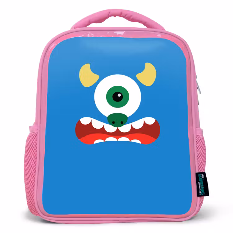 Kinderrugzak - Roze - Dierenportret - Monster - blauw — 1