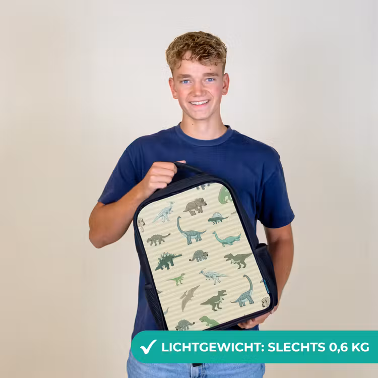 Kinderrugzak - Zwart - Dino - Patroon - Strepen - Groen — 3