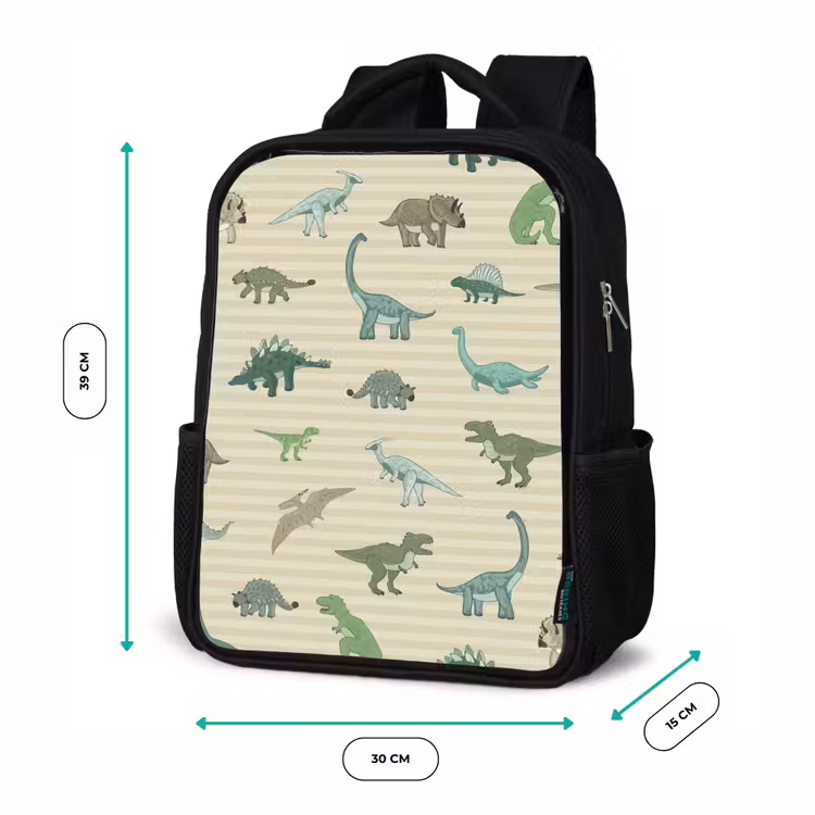 Kinderrugzak - Zwart - Dino - Patroon - Strepen - Groen — 5