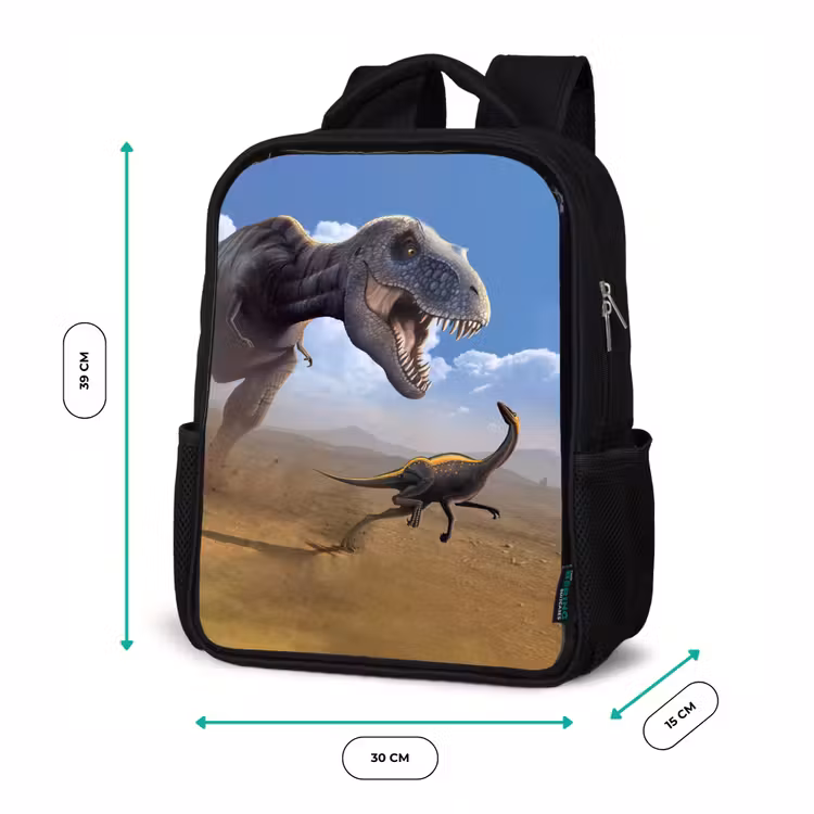 Kinderrugzak - Zwart - Dino - Wilde dieren - Tekening - Kinderen - Jongens — 5
