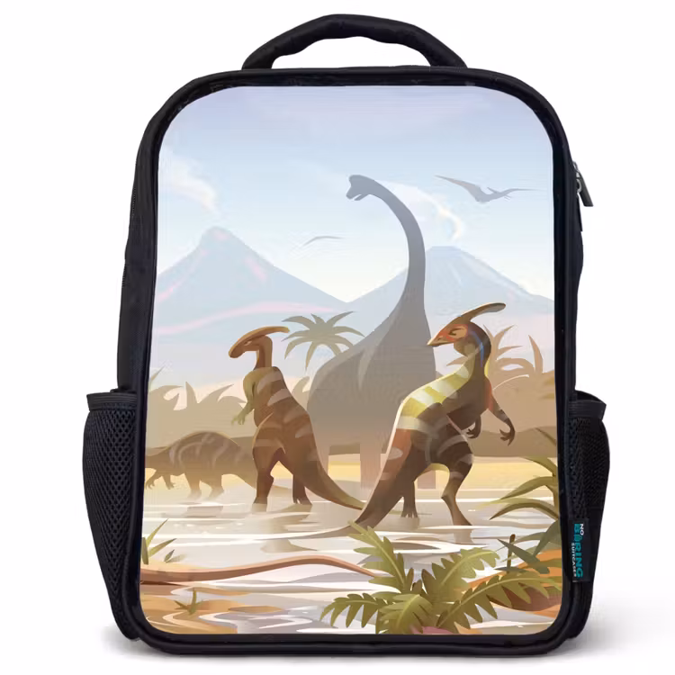 Kinderrugzak - Zwart - Dinosaurus - Landschap - Tropisch - Kinderen - Jongens — 1