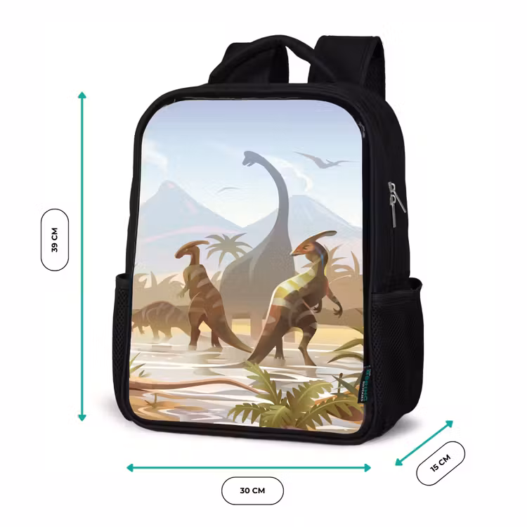 Kinderrugzak - Zwart - Dinosaurus - Landschap - Tropisch - Kinderen - Jongens — 5