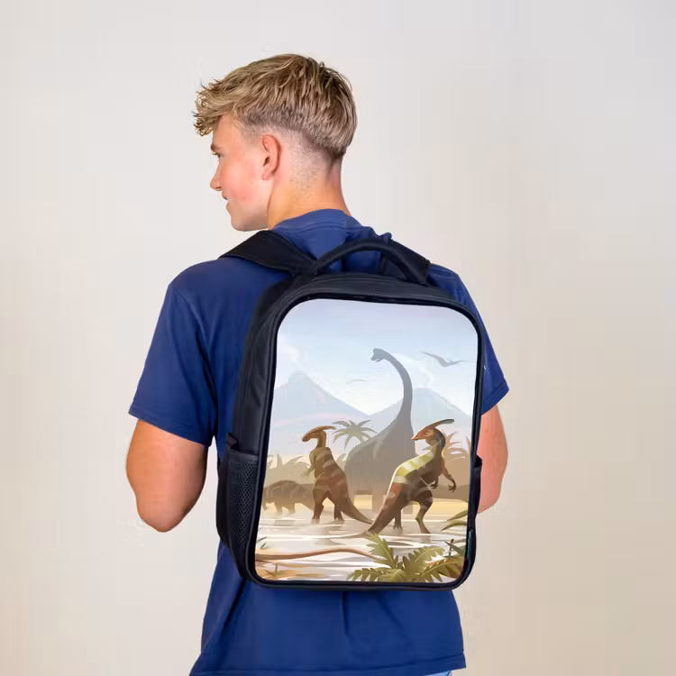Kinderrugzak - Zwart - Dinosaurus - Landschap - Tropisch - Kinderen - Jongens — 6