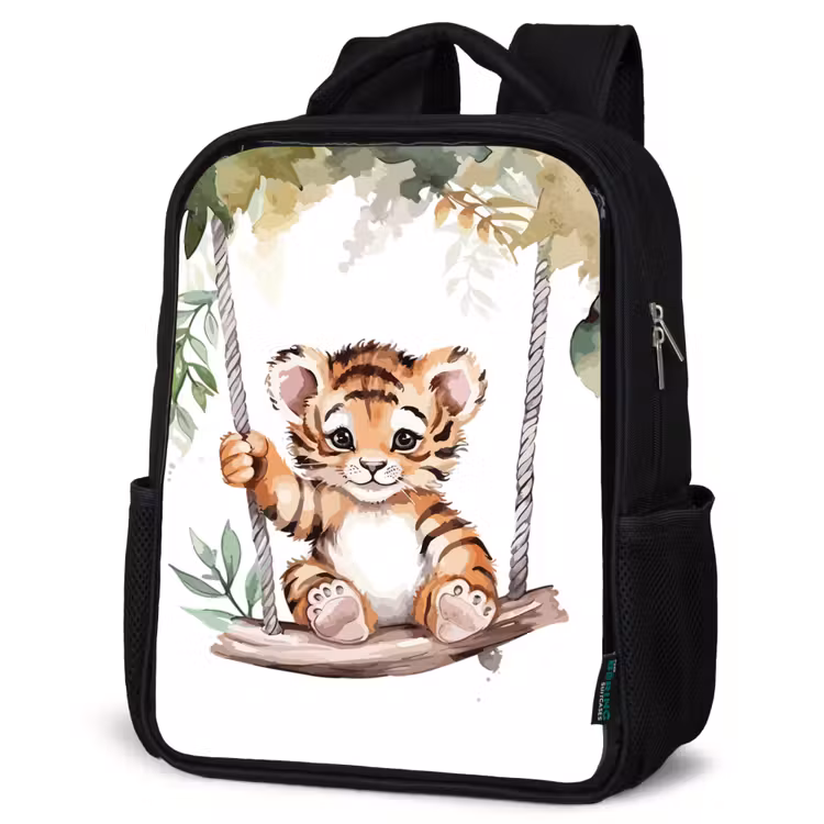 Kinderrugzak - Zwart - Tijger - Dier - Kinderen - Jungle — 7
