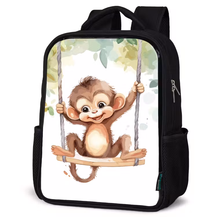 Kinderrugzak - Zwart - Aap - Dier - Kinderen - Jungle — 7