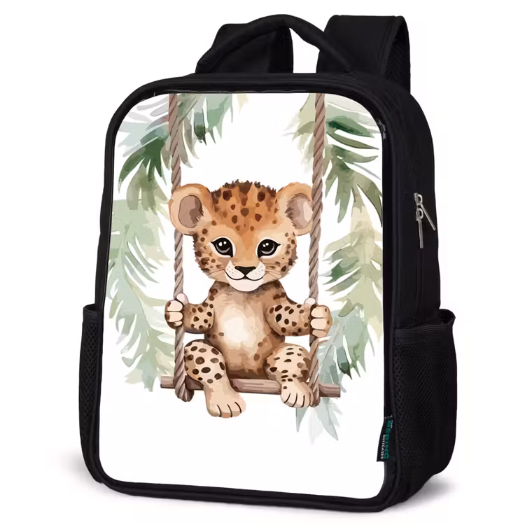 Kinderrugzak - Zwart - Luipaard - Dier - Kinderen - Jungle — 7