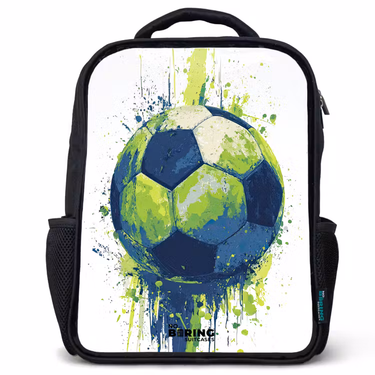 Kinderrugzak - Zwart - Voetbal - Verf - Groen - Blauw — 1