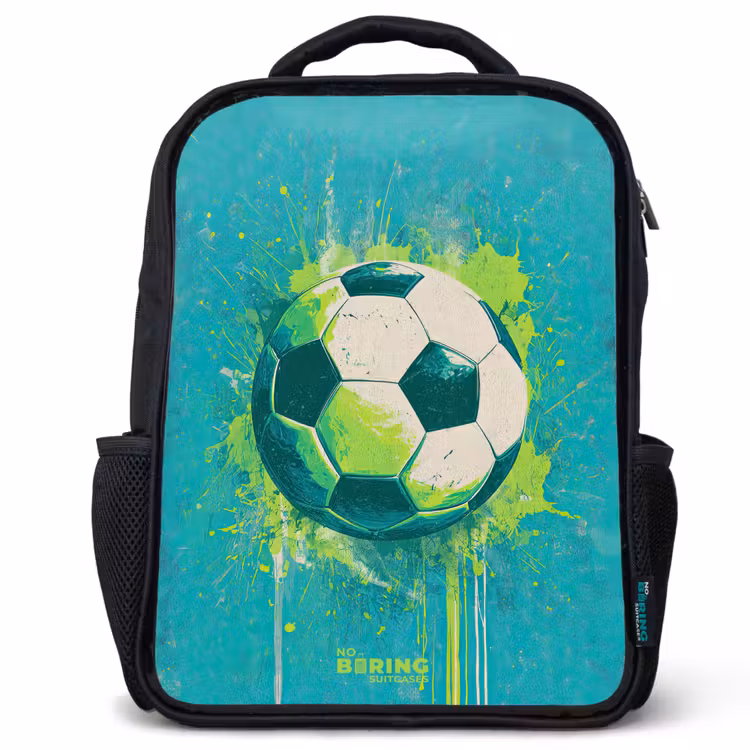 Kinderrugzak - Zwart - Voetbal - Verfspatten - Groen - Blauw — 1