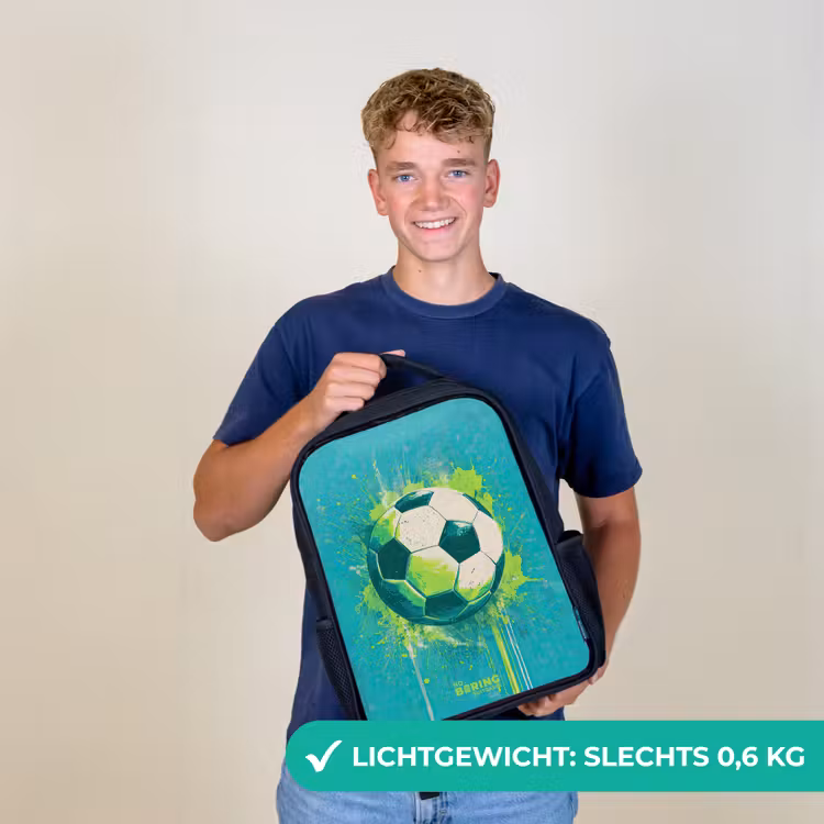 Kinderrugzak - Zwart - Voetbal - Verfspatten - Groen - Blauw — 3
