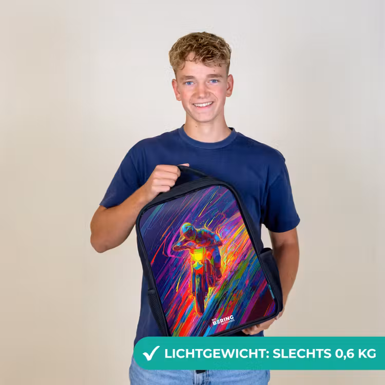 Kinderrugzak - Zwart - Crossmotor - Neonkleuren - Lijnen - Helm — 3