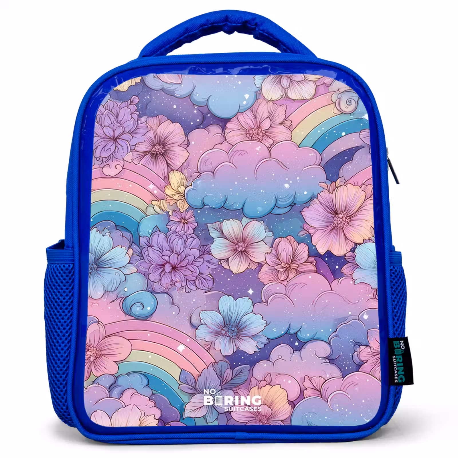 Kinderrugzak - Blauw - Illustratie van wolken, regenbogen en bloemen — 1