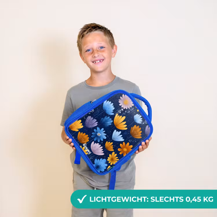 Kinderrugzak - Blauw - Bloemen op een donkerblauwe achtergrond — 2