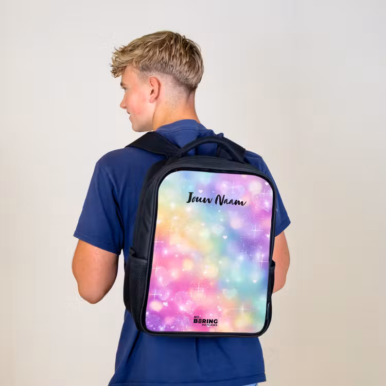 Kinderrugzak - Zwart - Licht - Regenboog - Hartjes — 6
