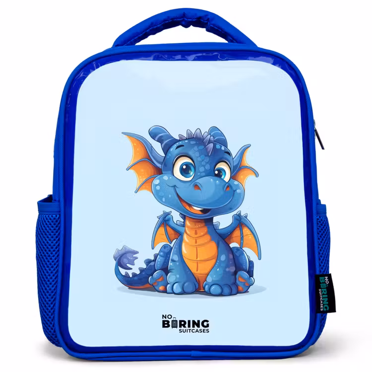 Kinderrugzak met naam - Blauw - Dinky draakje — 1