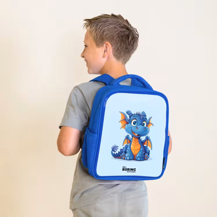 Kinderrugzak met naam - Blauw - Dinky draakje — 3