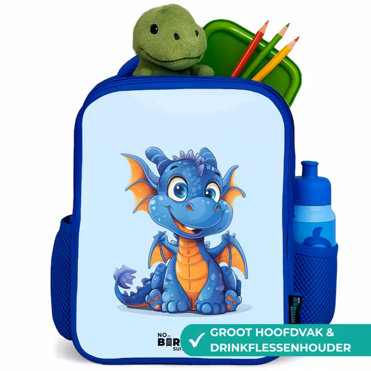 Kinderrugzak met naam - Blauw - Dinky draakje — 5