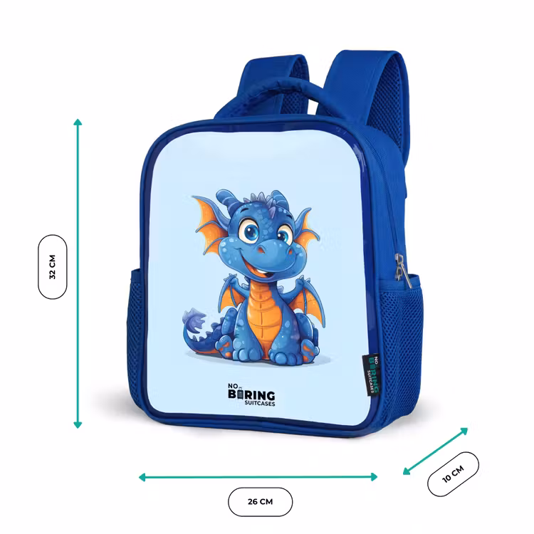 Kinderrugzak met naam - Blauw - Dinky draakje — 6