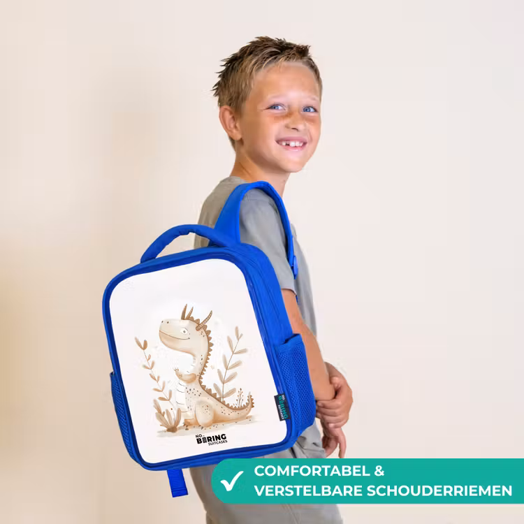 Kinderrugzak met naam - Blauw - Dobby draakje — 4