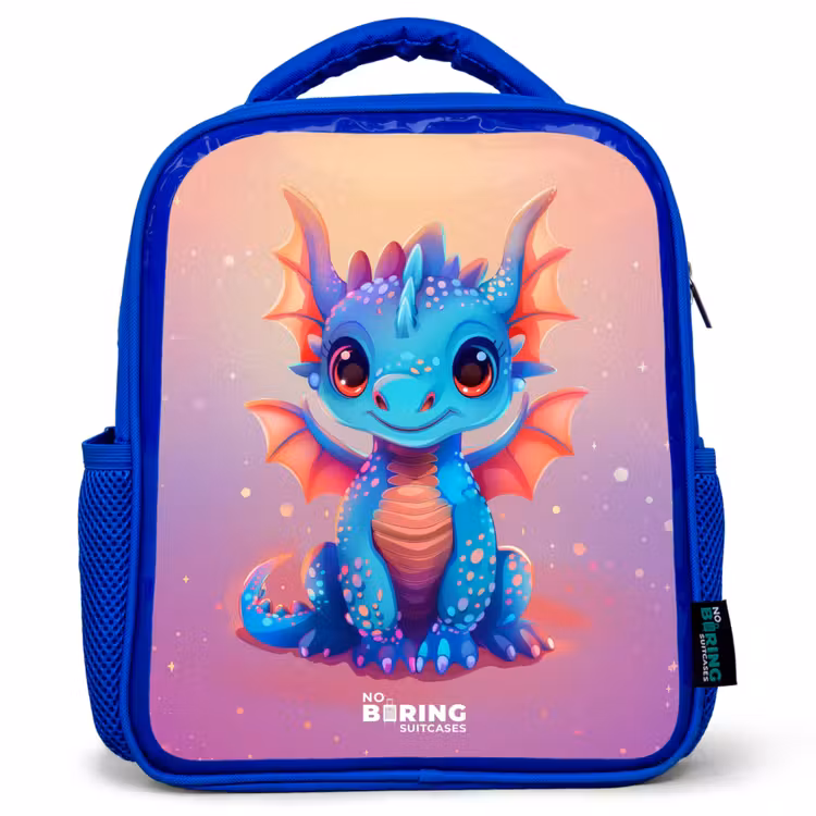 Kinderrugzak met naam - Blauw - Schattige baby draak — 1