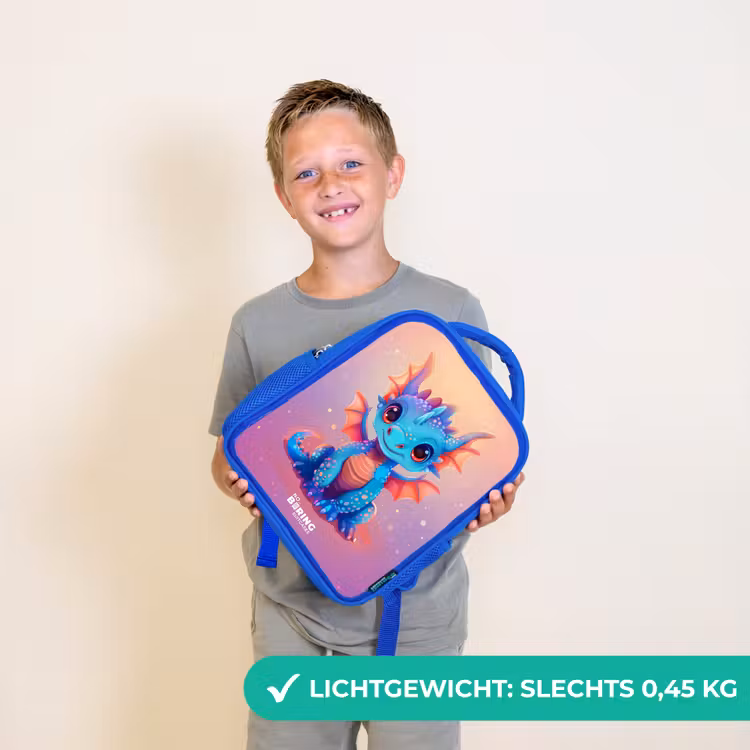Kinderrugzak met naam - Blauw - Schattige baby draak — 2