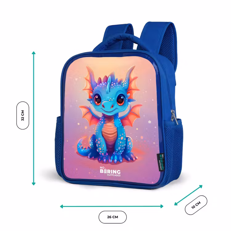 Kinderrugzak met naam - Blauw - Schattige baby draak — 6