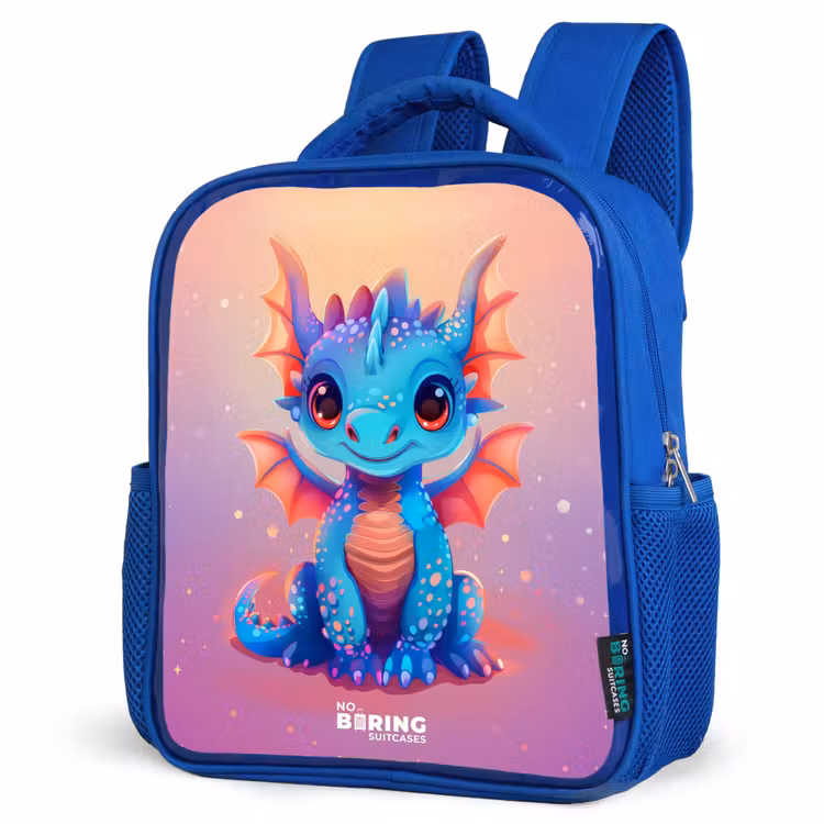 Kinderrugzak met naam - Blauw - Schattige baby draak — 9