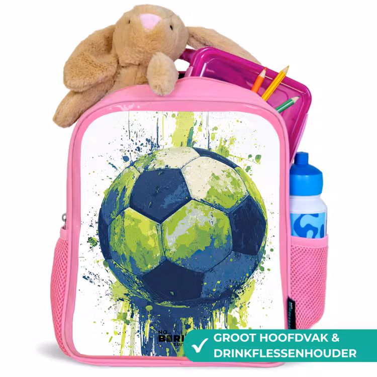 Kinderrugzak - Roze - Voetbal - Verf - Groen - Blauw — 2