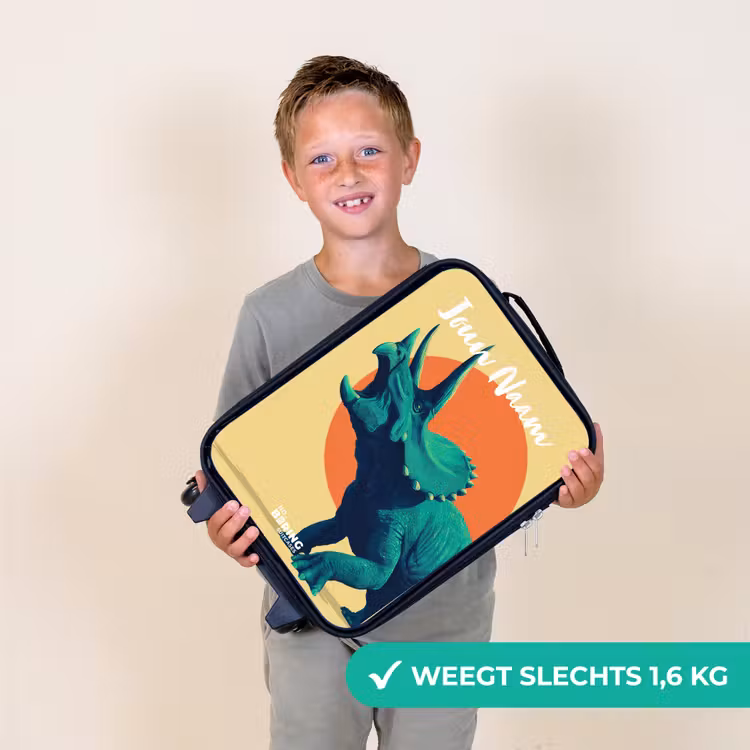 Kinderkoffer met naam - Zwart - Dino - Triceratops - Dier — 2