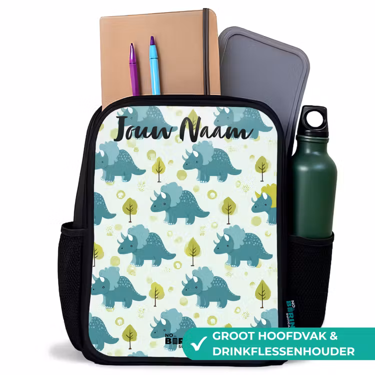 Kinderrugzak met naam - Zwart - Dinos - Patroon - Natuur — 4