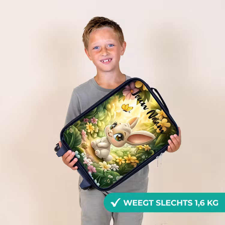 Kinderkoffer met naam - Zwart - Konijn - Zonlicht - Sprookjesachtig - Vlinder — 2