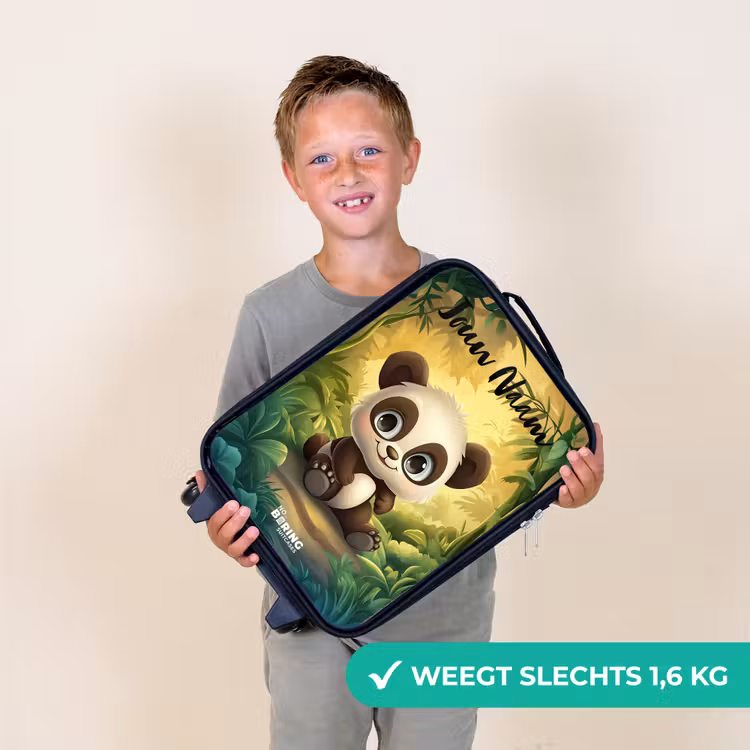 Kinderkoffer met naam - Zwart - Panda - Bamboebos - Groen — 2